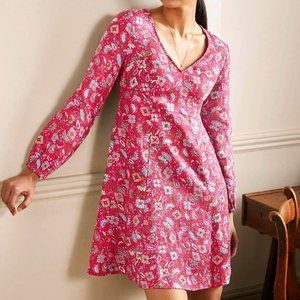 Boden V-Neck Flippy Mini Dress NWOT Radish Oriental Paradise 10P